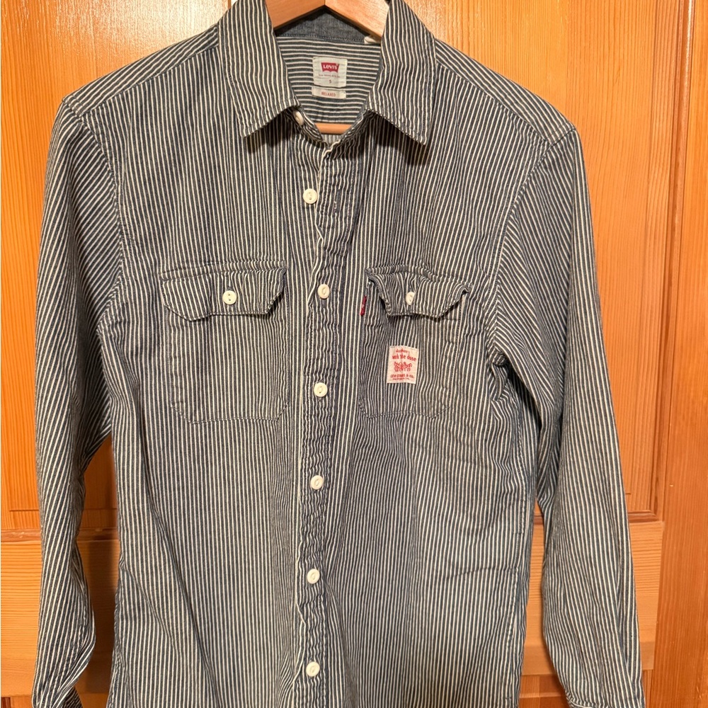 Levi's Men's Dark Striped Button Down Shirt